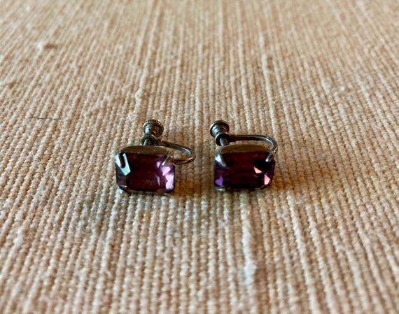 40年代スターリングバイオレットイヤリング - Etsy 日本