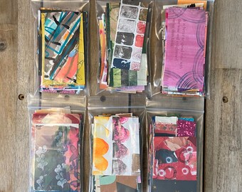 30+ Mystery Mini Pack of Mixed Media Paper | Abstract Papers | Hand-Painted Ephemera - for collage, journals, sketchbooks & art projects