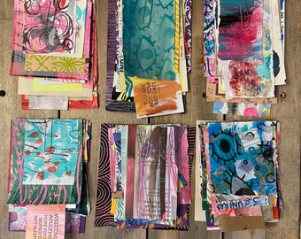 20+ Mystery Mixed Media Paper | Abstract Papers | Hand-Painted Paper Ephemera - for collage, journals, sketchbooks and art projects