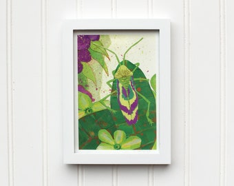 Striped Leafhugger Beetle Fine Art Giclee Print 5x7 8x10 11x14