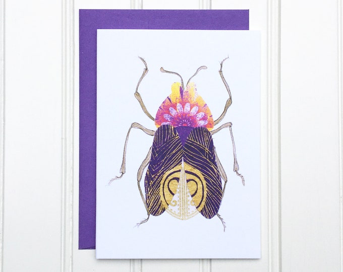 Purple Peacock Beetle Card