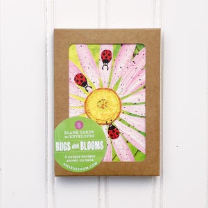 Bugs & Blooms Blank Card Set - 5 Unique Designs - A1 Size (Small)