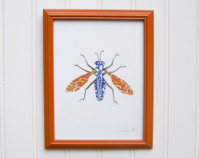 5 x 7 Framed Bug Print - Blue & Orange Moth