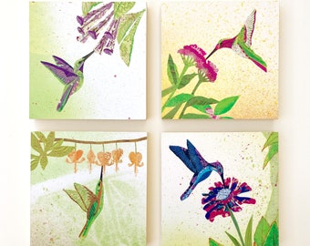6 x 6 Hummingbird Fine Art Prints on Birchwood Panels