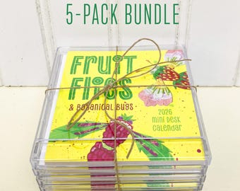 2026 Fruit Flies Mini Desk Calendar: 5-Pack Bundle