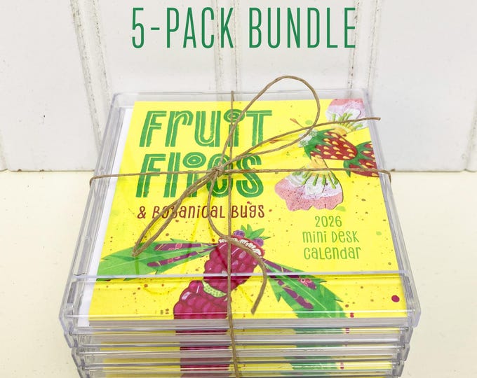 2026 Fruit Flies Mini Desk Calendar: 5-Pack Bundle