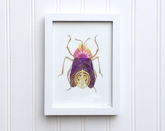 Purple Peacock Beetle Art Print