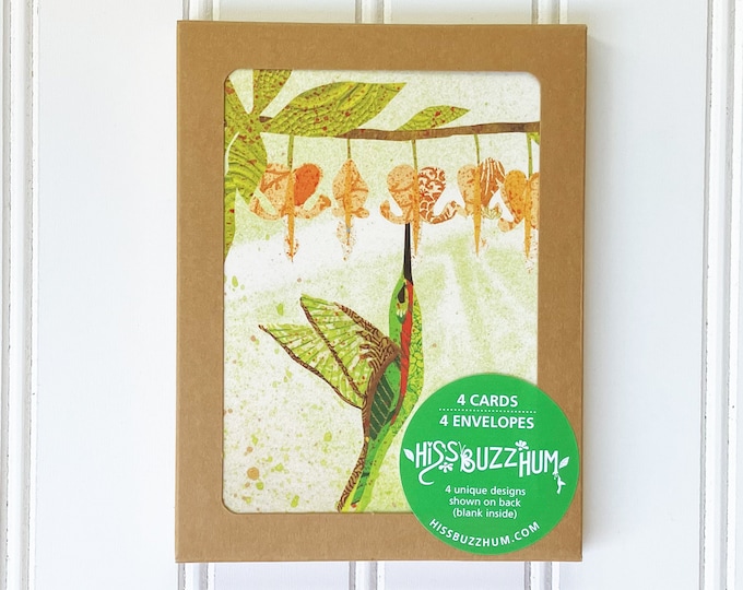 Hummingbird Card Set - 4 Unique Designs - A2 Size