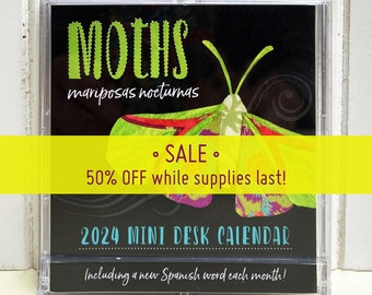 Mini CD Case Compact Moth Insect Butterfly Desk Calendar 2024