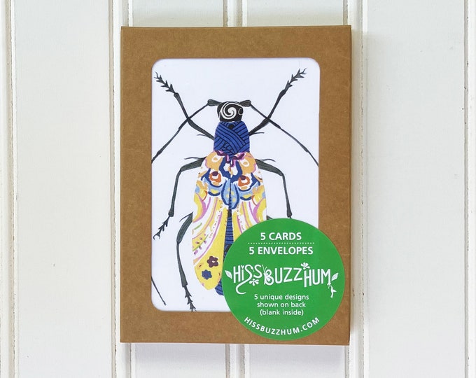 Colorful Bugs Card Set 1 - 5 Unique Designs - A1 Size