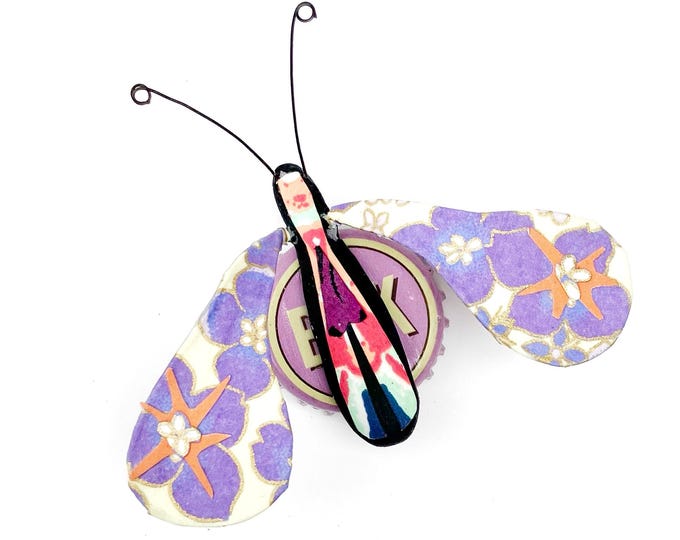 Lavender Blooms Bug Bottle Cap Refrigerator Magnet
