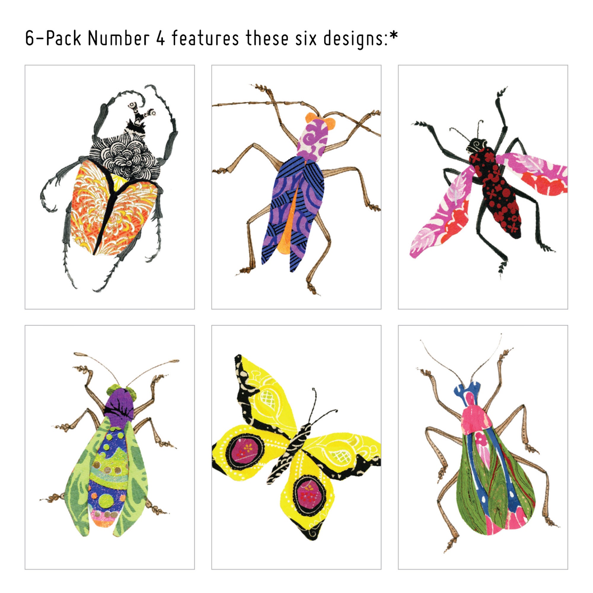 Bug Card 6pack 4 Etsy