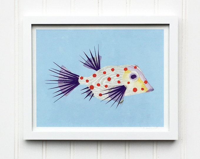 Fantastical Fish - Spiky Box Fish Fine Art Giclee Print 8 x 10