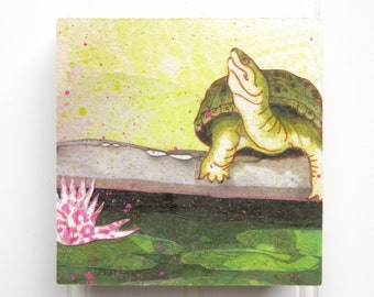 Turtle Print on Wood Panel (4 x 4)