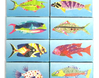 Fish Tiny Print Mini Canvas Panels 4 x 2 Inches