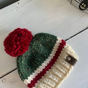 Christmas Striped Knitted Hat - Red, Green and White
