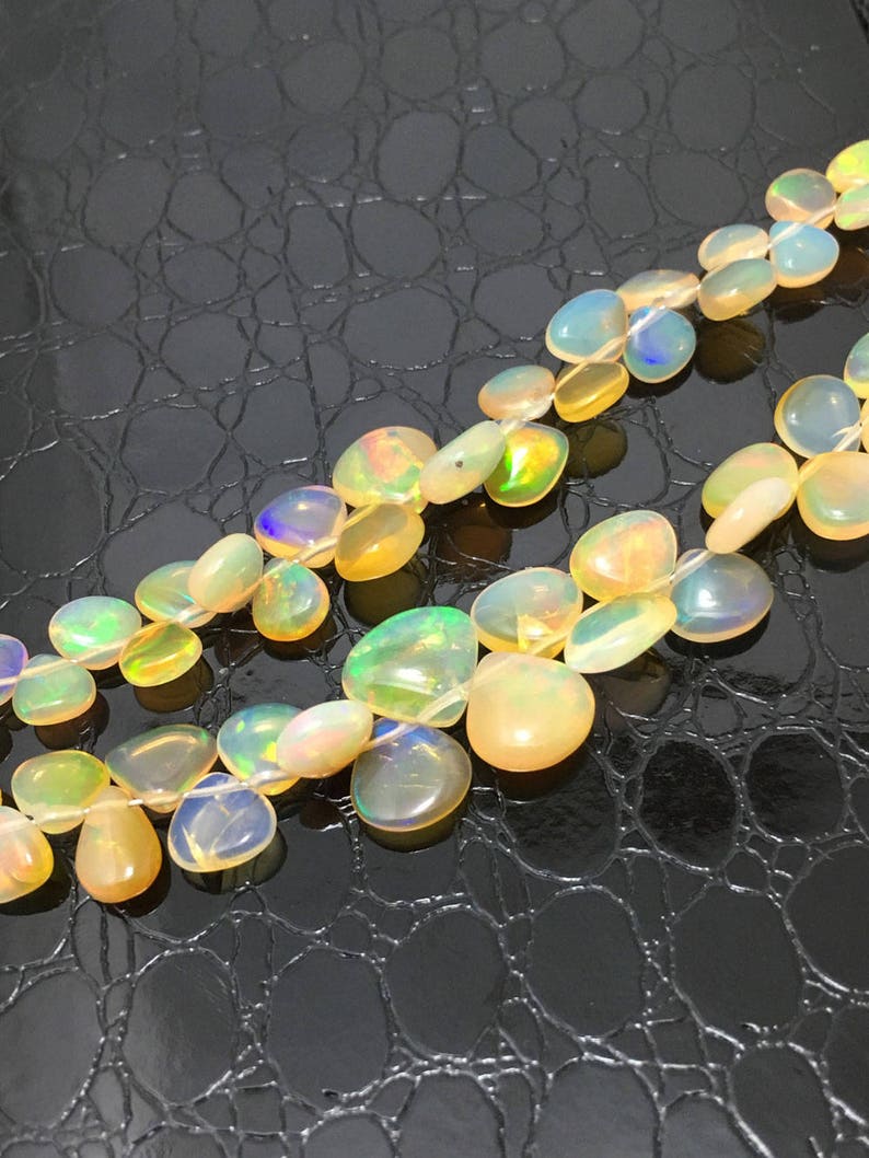 28 Carat Ethiopian Opal Beads Plain Hearts 4 to 8mm 8Gemstone BeadsEthiopian Opal BeadsWelo OpalFire Opal Beads