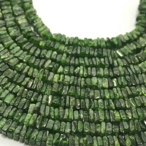 Natural Chrome Diopside Disc Square 4.5mm Gemstone Beads Strand Sale  Chrome Diopside Wholesale Beads  Chrome Diopside Strand