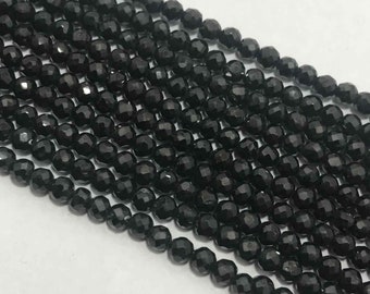 Natural Black Spinel Micro Faceted Round 3.5-4 mm Gemstone Beads Strand Sale  / Gemstone Beads / Black Spinel Beads / Spinel Wholesale