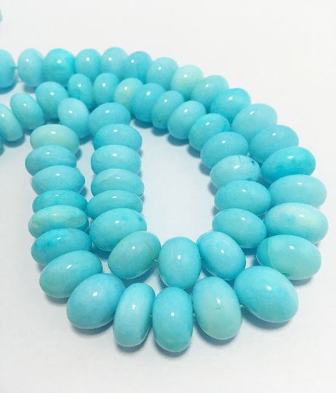 Rondelles lisos de ópalo peruano, cuentas Rondelle de ópalo azul ...