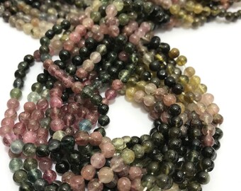 4 mm Multi Tourmaline Plain Round Gemstone Beads Strand Sale / Perles semi-précieuses / Perles rondes / Tourmaline Beads Wholesale / Tourmaline