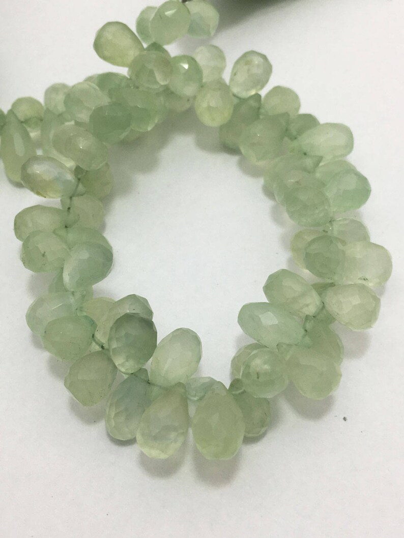 140 Carat Prehnite Faceted Drops 5x7 To 6x10 MM 8Semi Precious BeadsGemstone BeadsPrehnite BeadsFaceted Drops Classy Drops