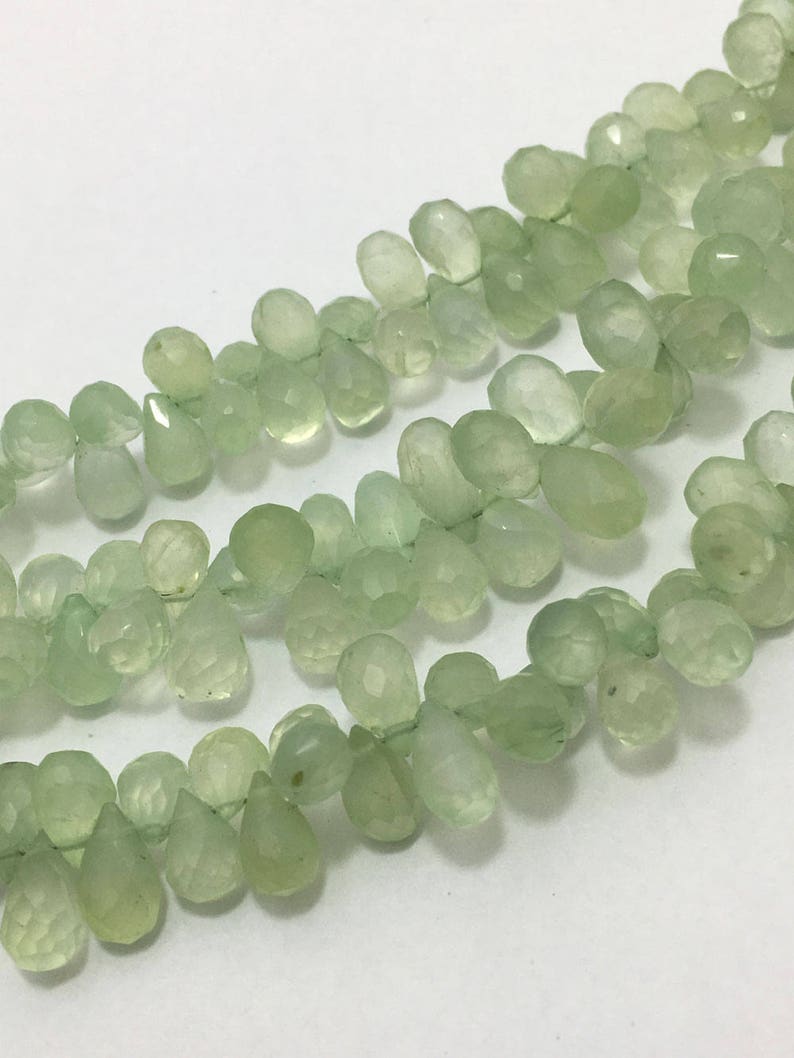 140 Carat Prehnite Faceted Drops 5x7 To 6x10 MM 8Semi Precious BeadsGemstone BeadsPrehnite BeadsFaceted Drops Classy Drops