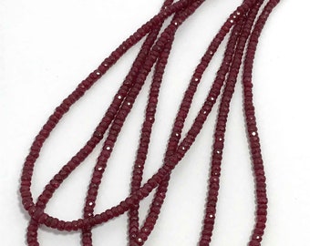 Natural Ruby Faceted Rondelle Beads 4mm Ruby Gemstone Beads Strand 20" Genuine Ruby Beads For Sale  Ruby For Jewelry Making