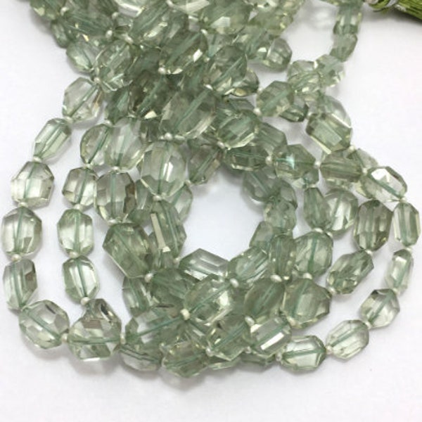 Green Amethyst Faceted Nugget Beads, Green Amethyst Faceted Beads, Green Amethyst Nugget Beads ,Green Amethyst Beads Strand 14 inches