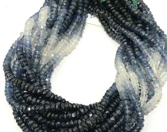 3mm Natural Shaded Blue Sapphire Faceted Rondelle Bead Strand Sale - Blue Sapphire Gemstone Jewelry