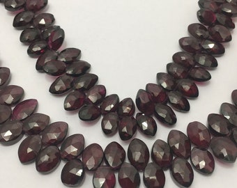 Perles de marquise à facettes grenat naturel, perles à facettes grenat de 8-13 mm, perles perforées grenat top, perles de forme de marquise grenat, perles en gros