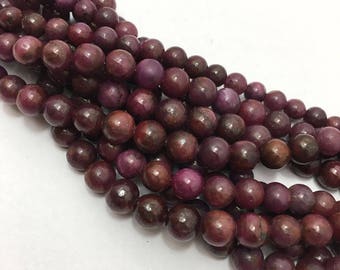 5 - 6 mm Ruby Plain Round 5 à 6 mm Perles de pierres précieuses Vente de brins / Perles précieuses / Perles rubis / Perles rondes rubis de 5 mm / Perles en gros