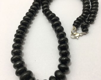 Natural Black Spinel Beaded Necklace,Spinel Smooth Rondelle Beaded Necklace , Sparkling Spinel Jewelry, Handmade Necklace,Gift For Her