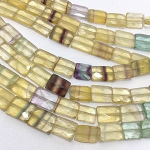 Multi Fluorite Faceted Chiclet Rectangle Beads Strand Sale ! Fluorite Faceted Beads ! Fluorite Rectang;e Beads ! Fluorite Gemstone Beads