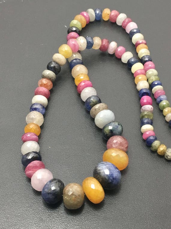AAA Multi Color Sapphire Faceted Rondelle Beads Sapphire Multi Beads Multi Rainbow Beads Multi Sapphire Beads Wholesale Beads
