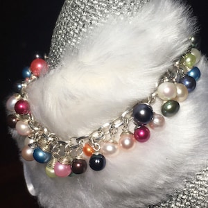 Pearl Charm Bracelet set in Sterling Silver