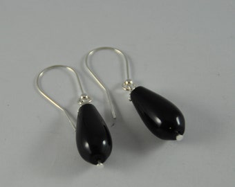 Earrings sterling silver with onyx peg of 20 x 10 mm