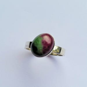 Sterling silver (stacking) ring with a beautiful ruby in zoizite 4.69 cts gemstone of 10 x 8 mm size 16.7