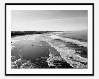 Black & White Coastal Wall Art, Ocean Pier Photography (Digital Download)