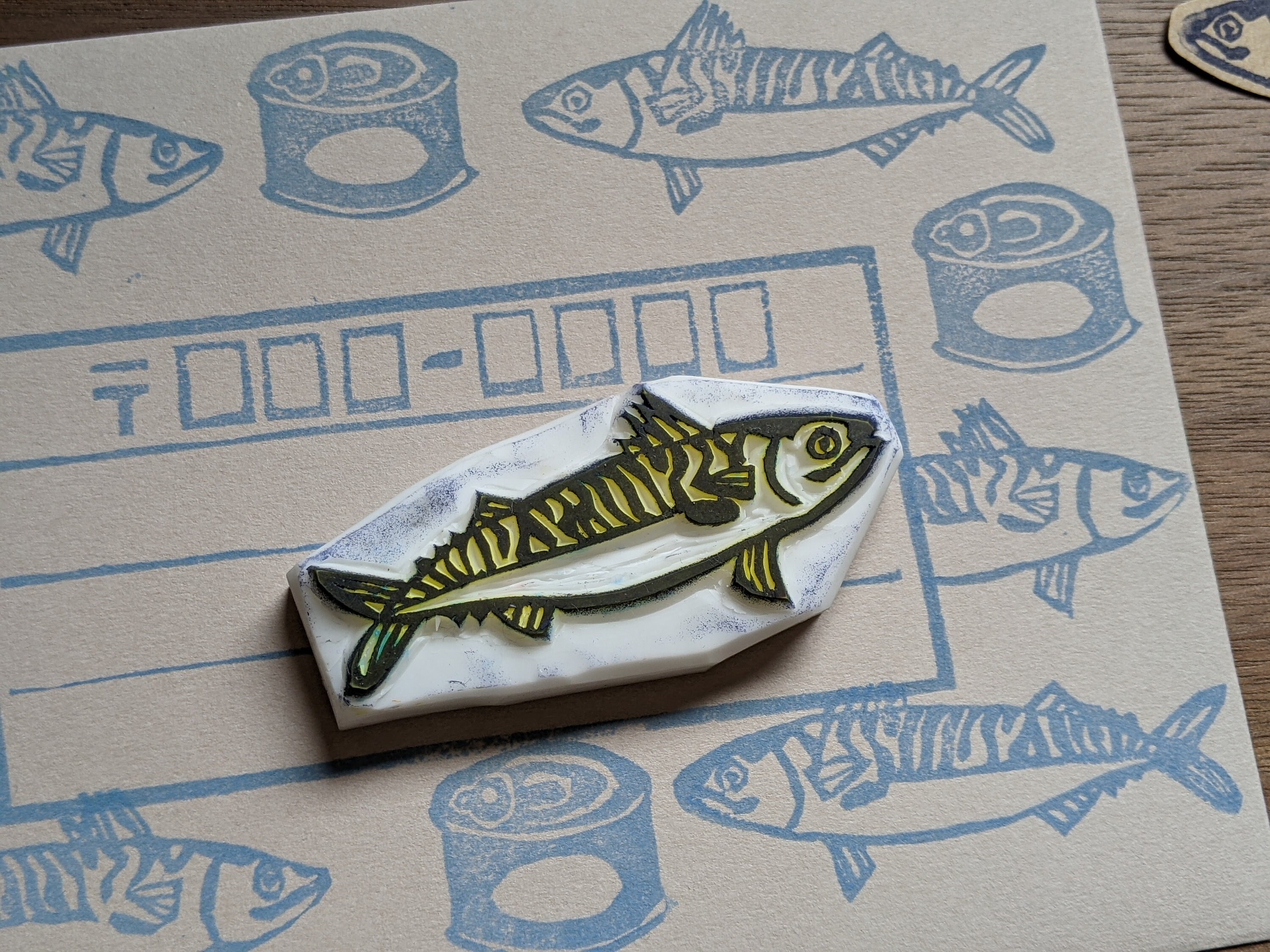 Hand Carved Mackerel Eraser Rubber Stamp For Papercraft And Fabric Etsy