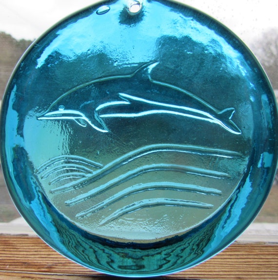Cape Cod Porpoise Dolphin Pressed Glass Suncatcher Ornament Etsy
