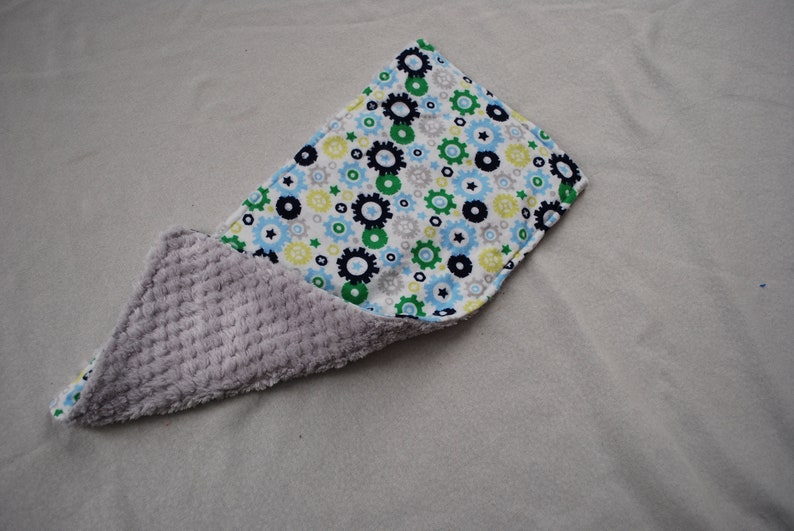 Patchwork Fuzzy Fleece Baby Blanket- Blue Gear Baby Blanket and Green Baby Blanket Chevron Baby Blanket Gray