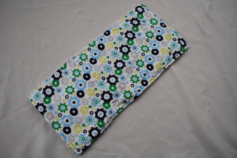 Patchwork Fuzzy Fleece Baby Blanket- Blue Gear Baby Blanket and Green Baby Blanket Chevron Baby Blanket Gray