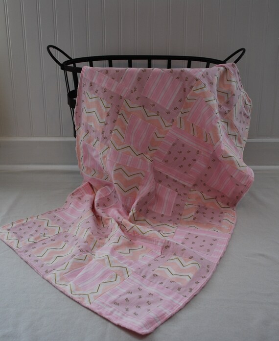 Gold And Pink Baby Girl Patchwork Blanket Chevron - Baby Girl Chevron Bedding Gold And Pink Baby Girl Patchwork Blanket Chevron - Baby Girl Chevron Bedding