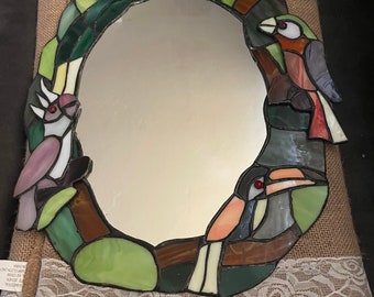 Stained glass framed mirror