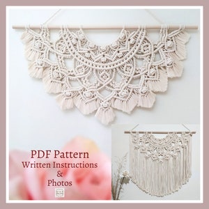 Large Macrame Half Mandala Wall Hanging Pattern. PDF Digital Download. Written Instructions and Photos. DIY Boho Crafts