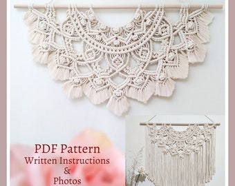 Large Macrame Half Mandala Wall Hanging Pattern. PDF Digital Download. Written Instructions and Photos. DIY Boho Crafts