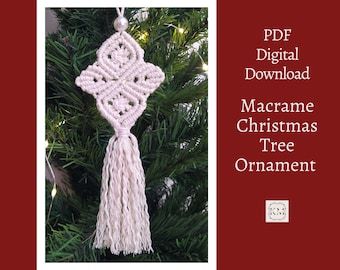 Patrón de estrella de macramé DIY, descarga instantánea en PDF, decoración navideña