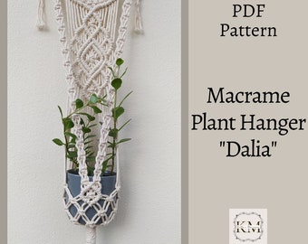 Patrón para macramé colgante. Descarga digital en PDF. Instrucciones y fotos. Manualidades bohemias DIY.