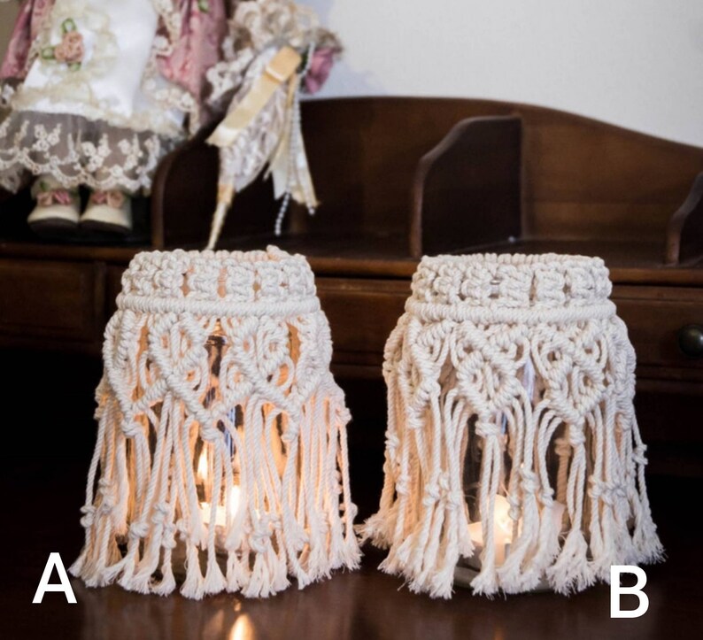 Macrame Jar Cover Macrame Vase Covers Candle Holder Mason Etsy